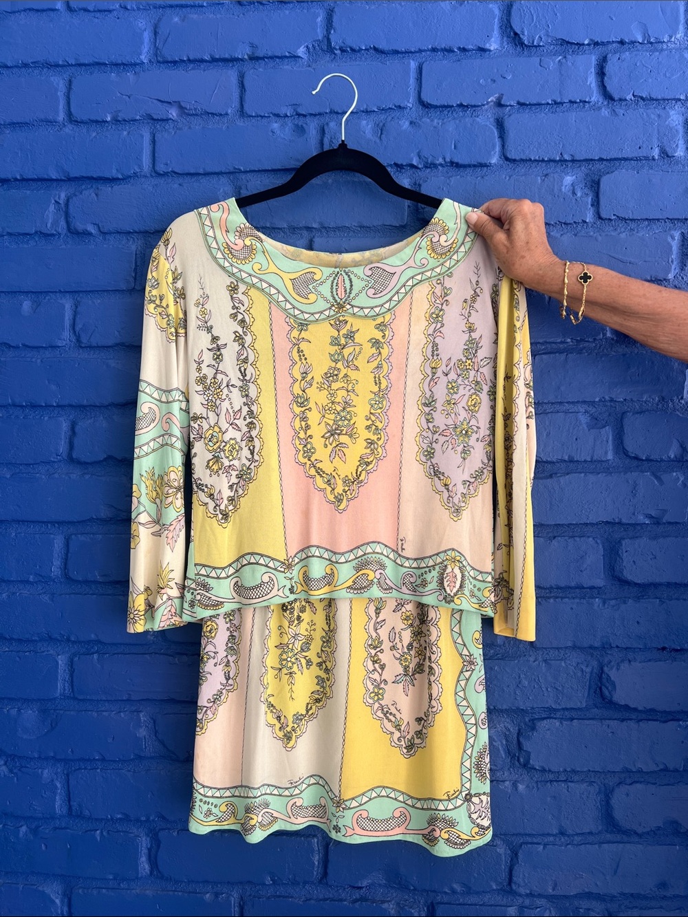 Emilio Pucci 70’s Abstract Matching Pastel Set Long Sleeve Top & Skirt Fit 6
